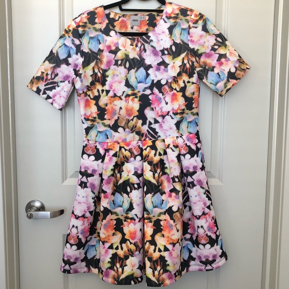 ASOS Scuba Digital Floral Skater Dress.